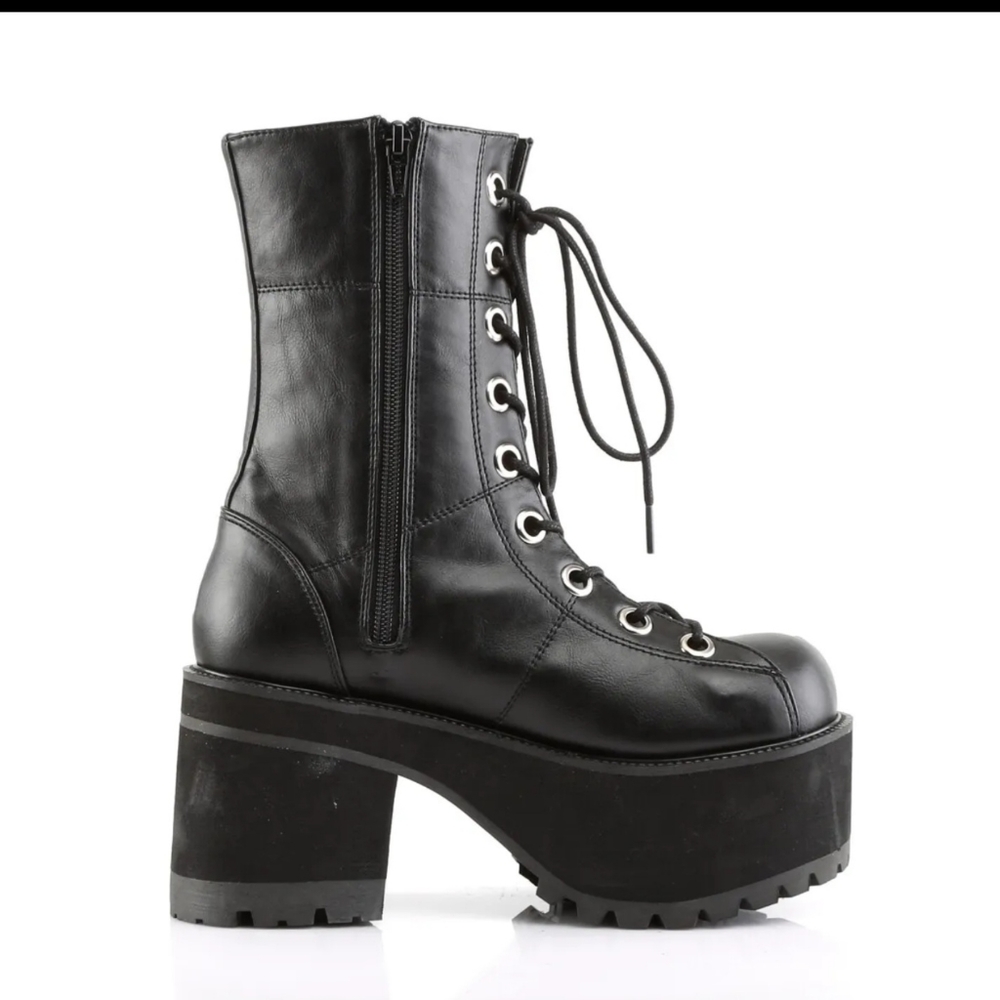 Demonia Ranger 301 Black Lace Platform Gothic Punk Boots Size 10 New